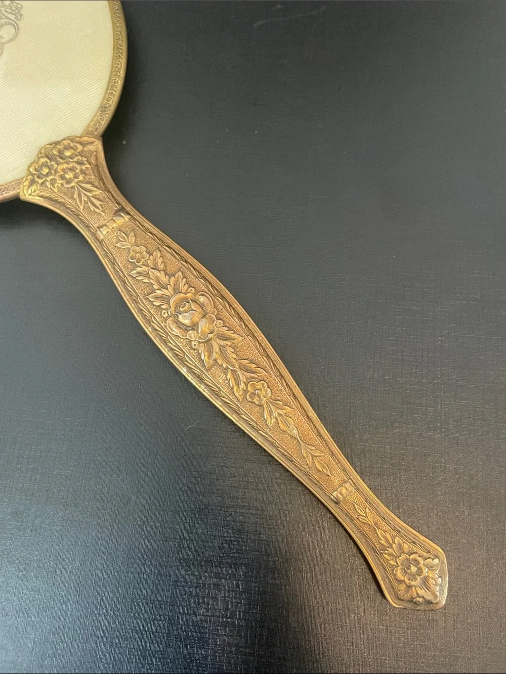 Vintage Dresser Mirror Set Vanity Tray Hand Mirror Cameo Matson Gold Plate